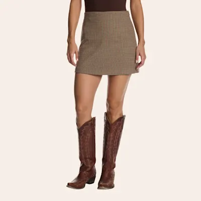 Yura Women's Tan Houndstooth Print Skirt