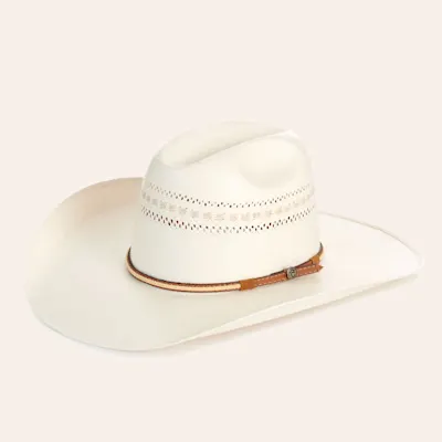 Rafter C Cowtown Ivory Two Tone Trim Vented Shantung Straw Cowboy Hat