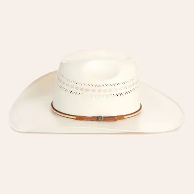 Rafter C Cowtown Ivory Two Tone Trim Vented Shantung Straw Cowboy Hat