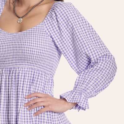 Blue B Purple & White Gingham Dress