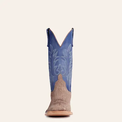 Anderson Bean Men's Tan and Royal Blue Hybrid Sole Wide Square Toe Cowboy Boots
