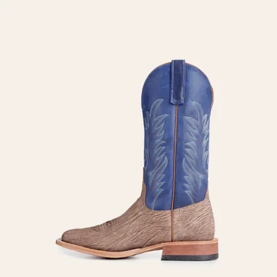 Anderson Bean Men's Tan and Royal Blue Hybrid Sole Wide Square Toe Cowboy Boots