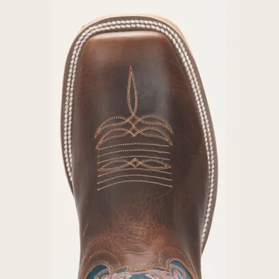 Anderson Bean Men's Briar Brown and Teal Wide Square Toe Cowboy Boot 4 Anderson Bean Men's Briar Brown and Teal Wide Square Toe Cowboy Boot
