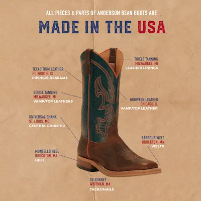 Anderson Bean Men's Briar Brown and Teal Wide Square Toe Cowboy Boot 5 Anderson Bean Men's Briar Brown and Teal Wide Square Toe Cowboy Boot