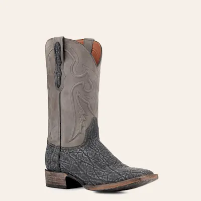 Black Jack Men's Burnished and Safari Gray Elephant Square Toe Exotic Cowboy Boots