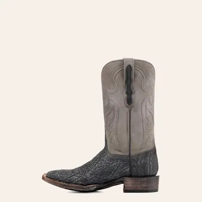 Black Jack Men's Burnished and Safari Gray Elephant Square Toe Exotic Cowboy Boots