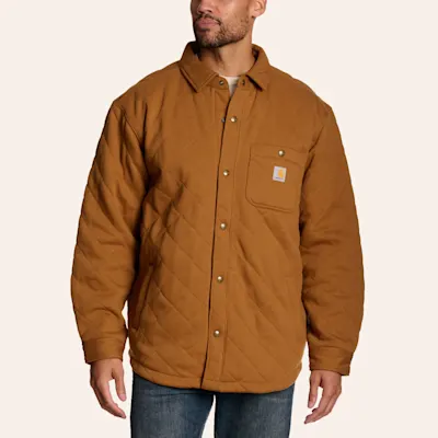 Carhartt Men's Rain Defender® Relaxed Fit Heavyweight Brown Quilted Shirt Jacket