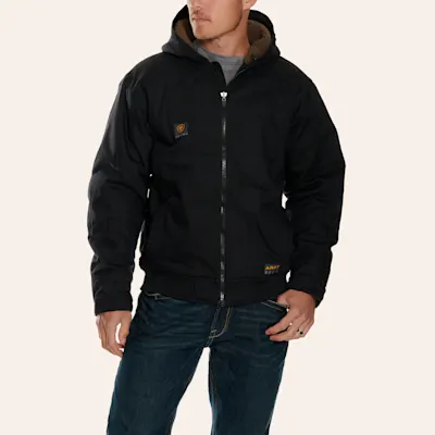 Ariat Men's Rebar Black DuraCanvas Hooded Jacket - Big & Tall