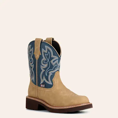 Justin Women's Honey & Denim Round Toe Cowboy Boots