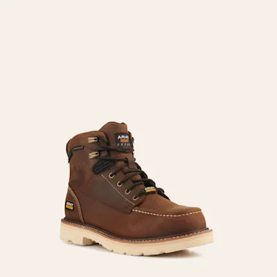 Ariat Men's Rebar Lift Distressed Brown H20 SmartLite Round Composite Toe Lace Up Work Boots