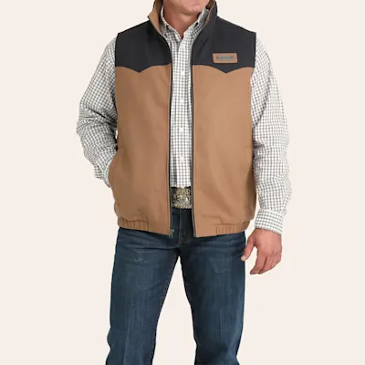 Cinch Men's Brown & Tan Concealed Carry Western Vest