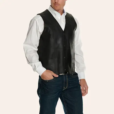 Cripple Creek Men's Antique Chocolate Leather Snap Vest