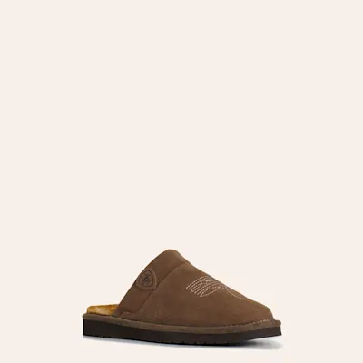 Ariat Men's Chocolate Silversmith Square Toe Suede Slippers