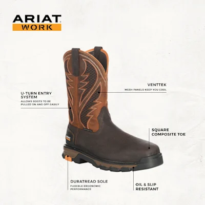 Ariat Men's Intrepid Brown and Orange VentTEK Square Composite Toe Work Boot