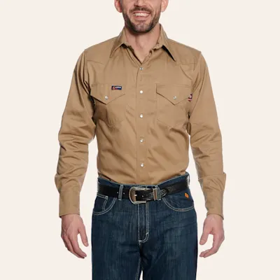 Lapco Khaki Flame Resistant Workshirt