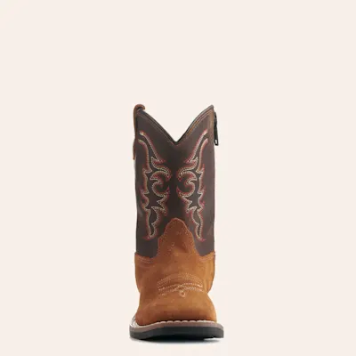 Old West Toddlers Light Brown and Dark Brown Wide Square Toe Cowboy Boots