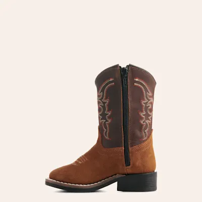 Old West Toddlers Light Brown and Dark Brown Wide Square Toe Cowboy Boots