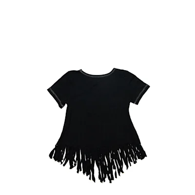 Cowgirl Hardware Girl's Black Aztec Horse Fringed Top