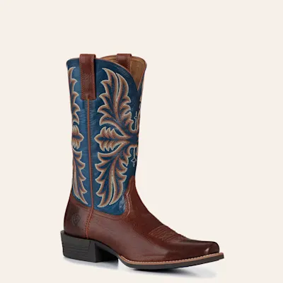 Ariat Men's Beasty Brown Pacific Blue Narrow Cutter Toe Cowboy Boots