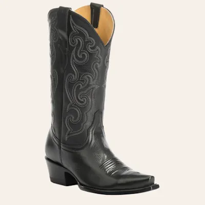 Cavender’s Women’s Black Ranchero Leather Snip Toe Cowboy Boots