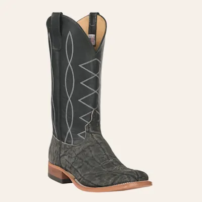 Anderson Bean Men's Granite Safari Elephant and Black Square Toe Exotic Cowboy Boots