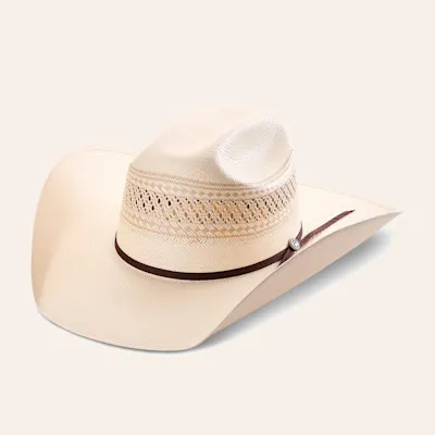 Rafter C Shantung Ivory and Tan Cattleman's Crown Straw Cowboy Hat