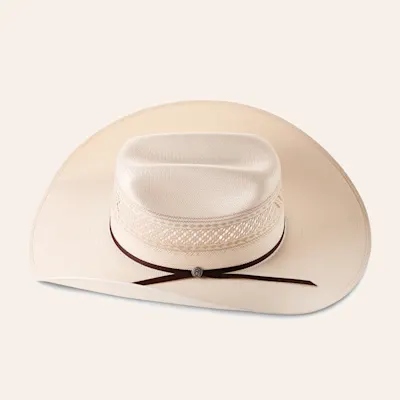 Rafter C Shantung Ivory and Tan Cattleman's Crown Straw Cowboy Hat
