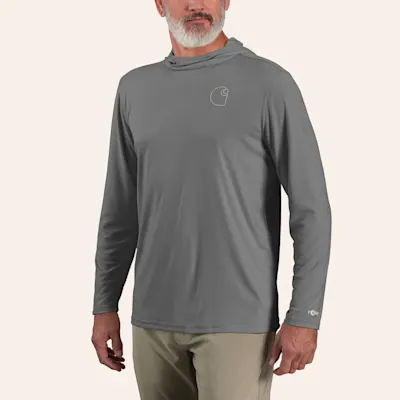 Carhartt Men's Force Sun Defender Steel Gray Lightweight Hooded T-Shirt