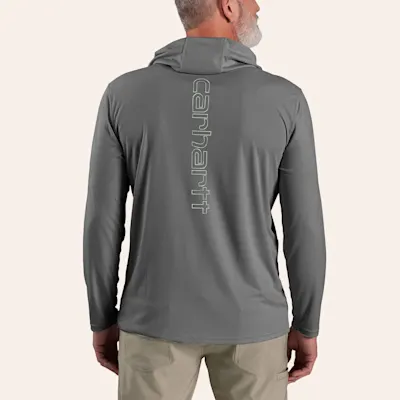 Carhartt Men's Force Sun Defender Steel Gray Lightweight Hooded T-Shirt