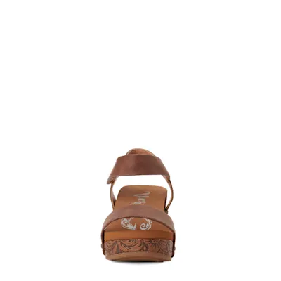 Very G Women's Devon Tan with Tooled Wedge Sandals
