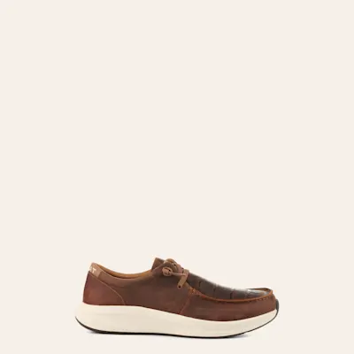 Ariat Men's Buckeye Distressed Brown with Tan Crocodile Print Foot Moc Toe Casual Shoes 5 Ariat Men's Buckeye Distressed Brown with Tan Crocodile Print Foot Moc Toe Casual Shoes