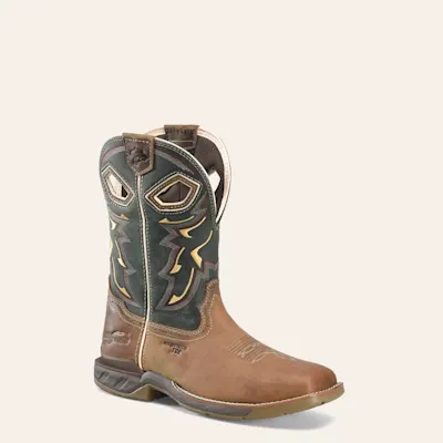 Double H Men's Tan and Evergreen Leather Square Composite Toe Work Boot