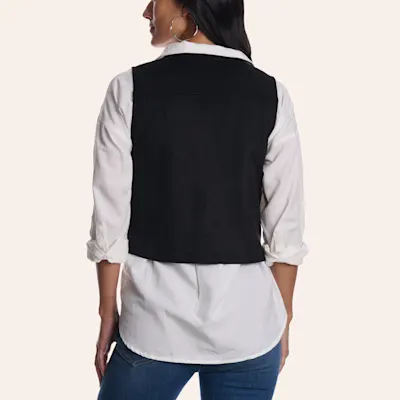 Merigold Kiss Women's Black Western Scroll Embroidered Vest