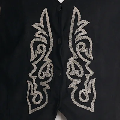 Merigold Kiss Women's Black Western Scroll Embroidered Vest