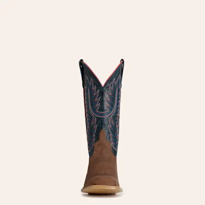 Anderson Bean Men's Horsepower Distressed Tobacco & Blue Wide Square Toe Cowboy Boots
