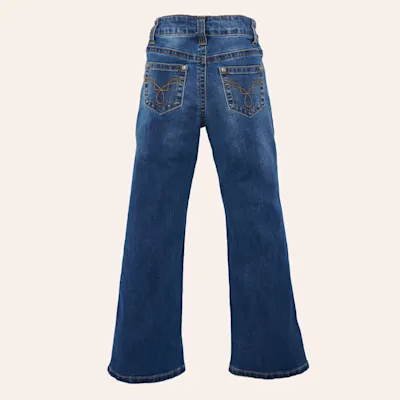 Rockin' C Girls' Medium Wash Bootcut Jeans