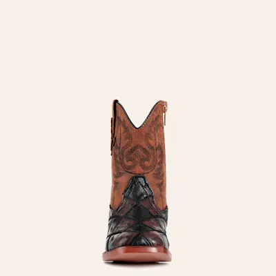 Roper Bird Blocks Toddler Burgundy & Black Faux Ostrich Cowboy Boots