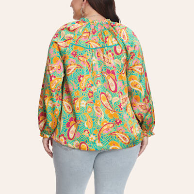 Umgee Women's Teal Green & Colorful Floral Print Top - Plus Sizes