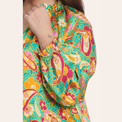 Umgee Women's Teal Green & Colorful Floral Print Top - Plus Sizes