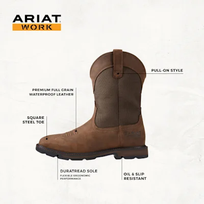 Ariat Men's Groundbreaker Brown Waterproof Square Steel Toe Work Boot