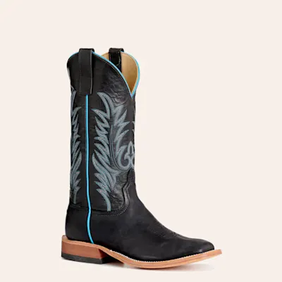 Anderson Bean Men's Black & Blue Explosion Wide Square Toe Cowboy Boots