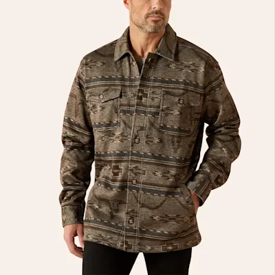 Ariat Men's Caldwell Beige Aztec Print Shirt Jacket