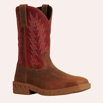 Justin Men's Prodigy Brown & Red Wide Square Steel Toe Work Boots