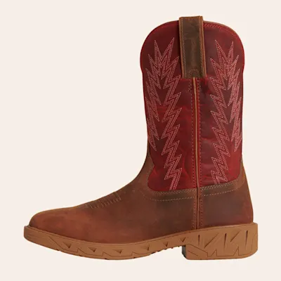 Justin Men's Prodigy Brown & Red Wide Square Steel Toe Work Boots