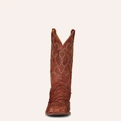 Cavender's Men's Mango Buffalo and Peanut Piracuru Wide Square Toe Exotic Cowboy Boots