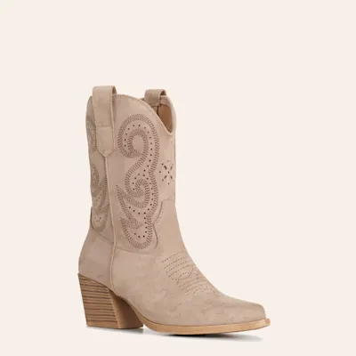 Roper Women's Sand Faux Suede Pointed Toe Cowboy Boots