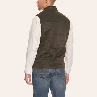 Rafter C Men's Dark Brown Quilted Faux Oil Skin Vest 2 Rafter C Men's Dark Brown Quilted Faux Oil Skin Vest