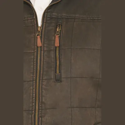 Rafter C Men's Dark Brown Quilted Faux Oil Skin Vest 3 Rafter C Men's Dark Brown Quilted Faux Oil Skin Vest