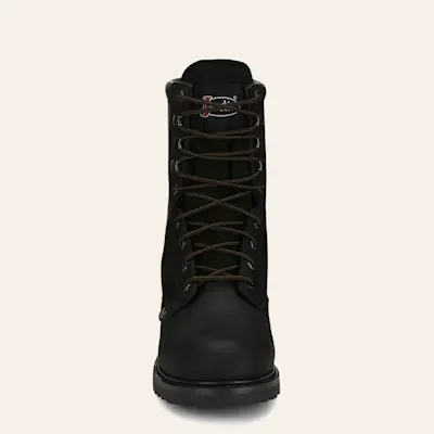 Justin Men's Black Lace-Up Waterproof Round Steel Toe Work Boots