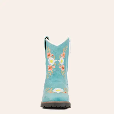 Smoky Mountain Toddler's Autry Turquoise with Floral Embroidery Wide Square Toe Cowboy Boots